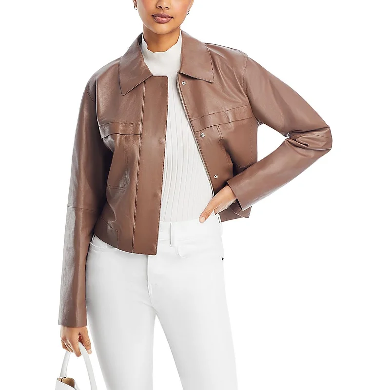 Personalized Design Lafayette 148 New York Womens Faux Leather Long Sleeve Bomber Jacket