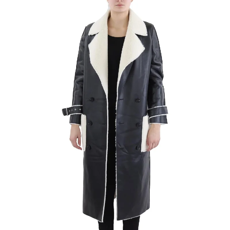 Comfortable Series SHACI Womens Gia Sherpa Leather Long Coat