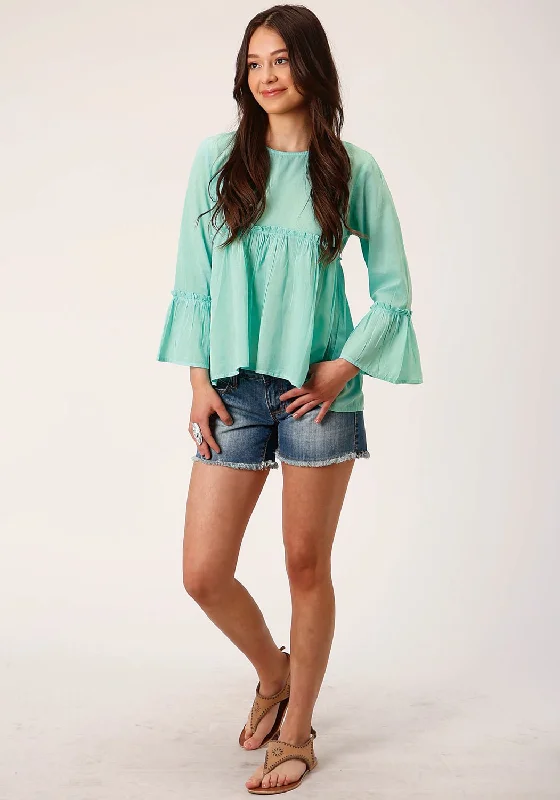 Must-have For Fashion Roper Womens Dip Dye Turquoise 100% Cotton L/S Blouse