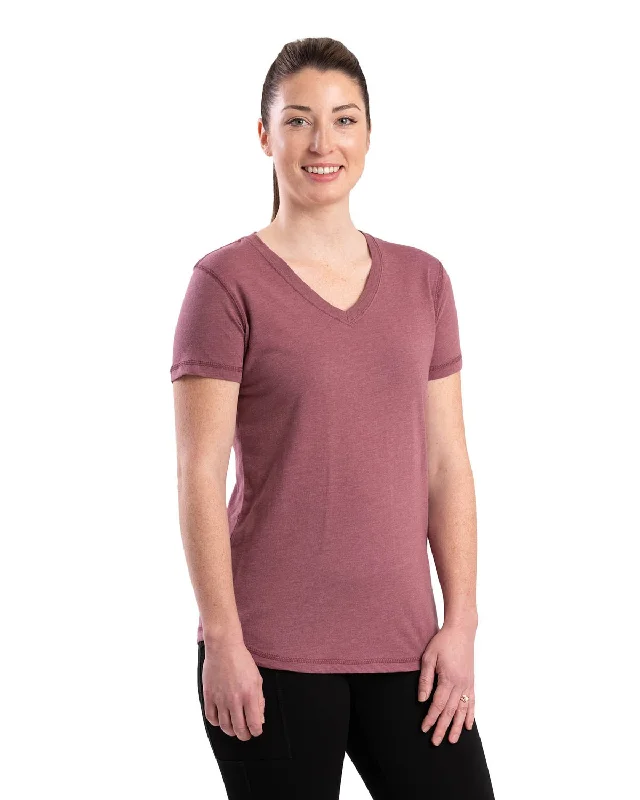 Nightclub Style Berne Mauve Cotton Blend Ladies Lightweight Performance V-Neck S/S