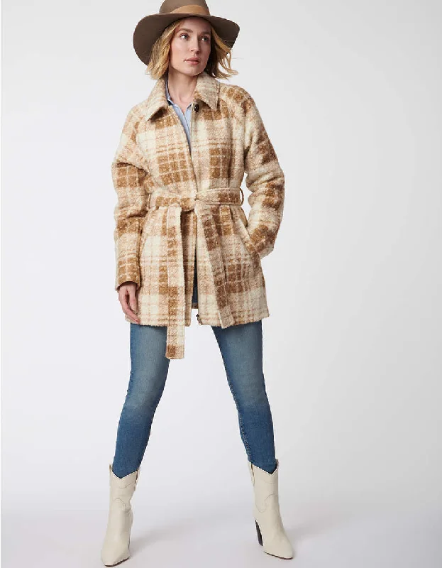 Classic Retro Tartan Belted Wool Jacket