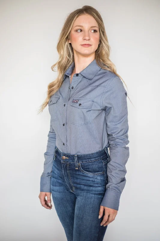 Sports And Leisure Kimes Ranch Womens Tucson HB Indigo Cotton Blend L/S Western Shirt
