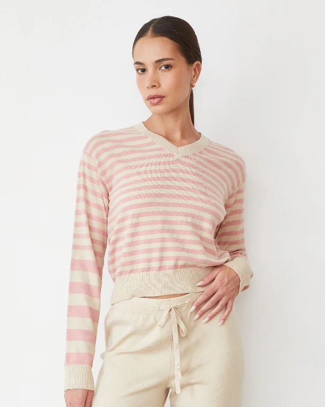 Fashion Design Lightknit Stripe V Neck