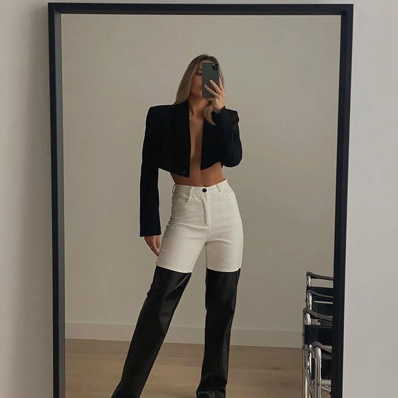 Cozy Footwear High Waist Leather Women Jeans