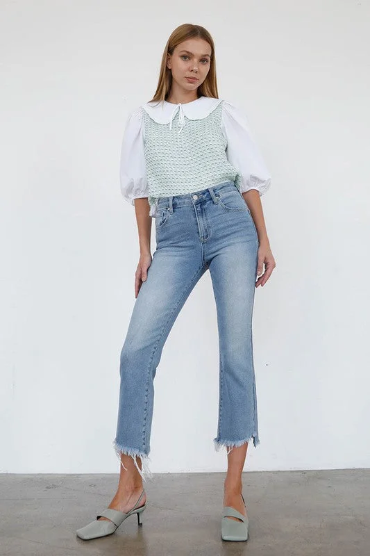 Relaxed Fashion High Rise Crop Boot Cut Jeans
