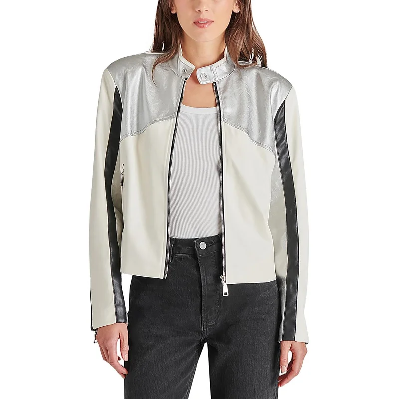 Noble And Elegant Steve Madden Womens Helayna Faux Leather Short Motorcycle Jacket
