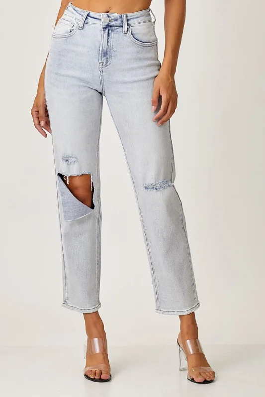 Soft Layers RISEN High Rise Distressed Relaxed Jeans