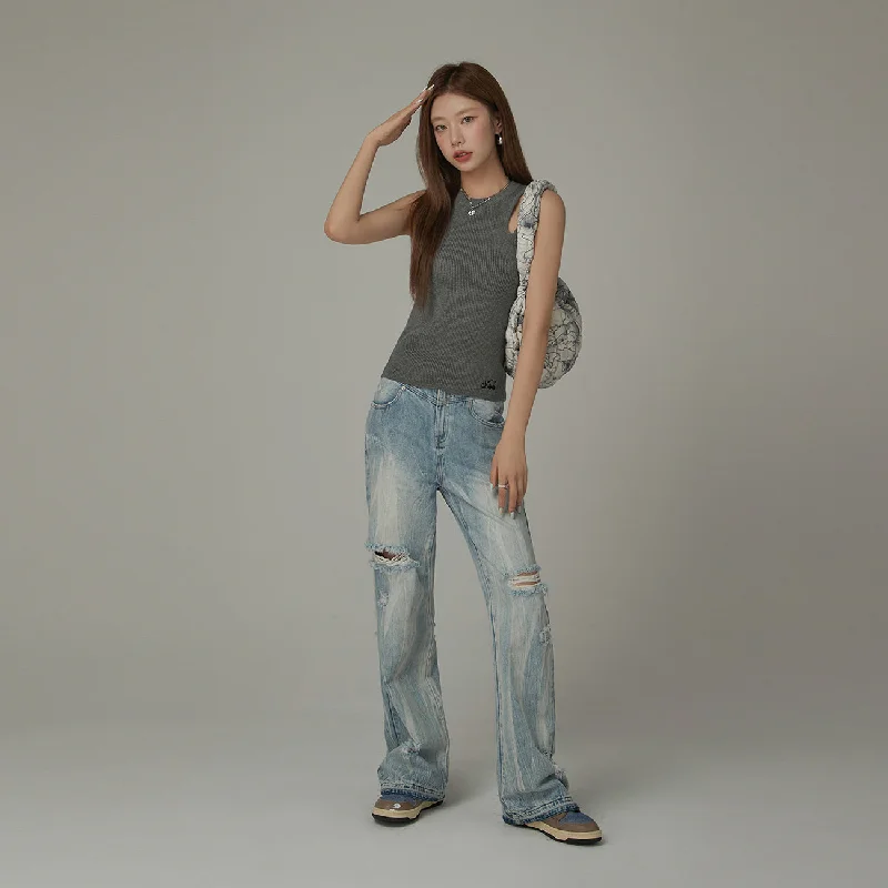 Relaxed Jackets Tie-Dye Ripped Bootcut Jeans