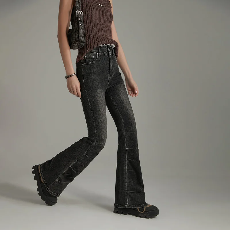 Soft Knitwear High Waist Semi Bootcut Jeans