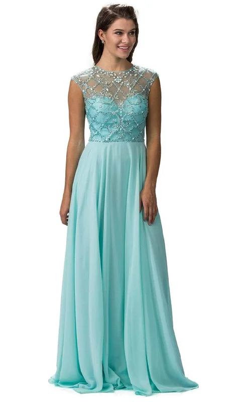 Urban Sense Dancing Queen 9279 - Beaded Illusion Jewel Neck Prom Gown
