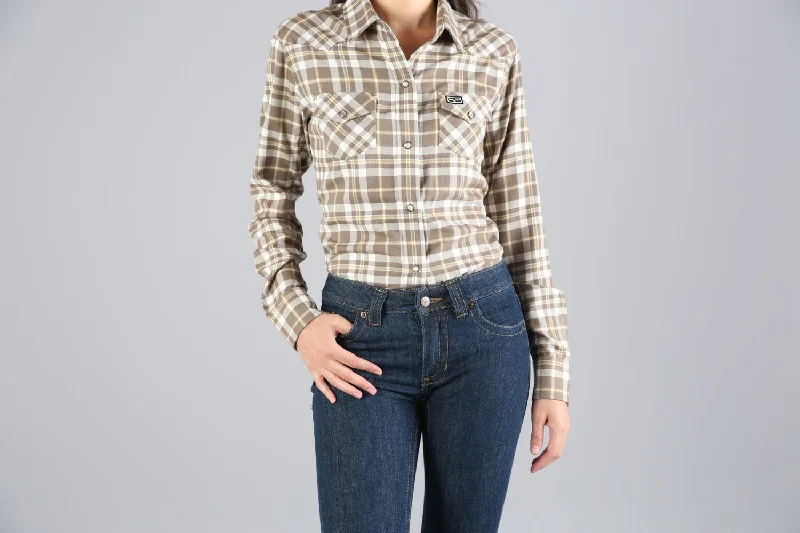 Fashionable Prints Kimes Ranch Womens San Mateo Flannel Natural Cotton blend L/S Shirt