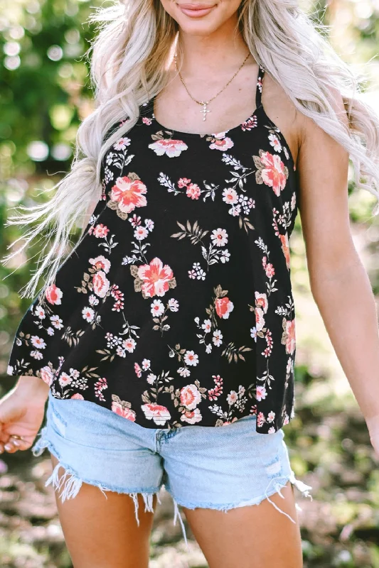Noble Temperament Floral Spaghetti Strap Cami