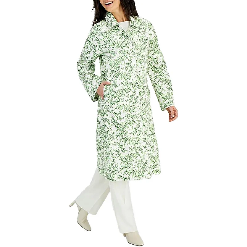 Multifunctional Style Private Label Womens Floral Print Long Raincoat