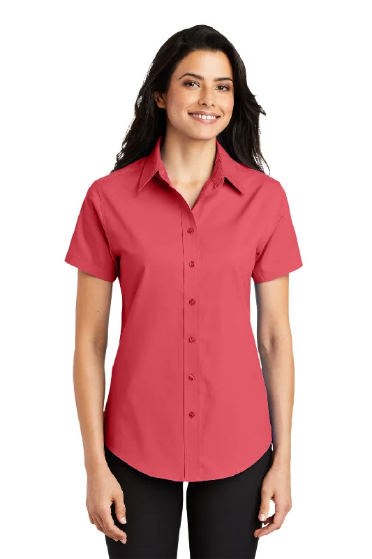 High-end Design Port Authority Womens Easy Care Wrinkle Resistant Short Sleeve Button Down Shirt - Hibiscus Pink - Closeout High-end Design Port Authority Womens Easy Care Wrinkle Resistant Short Sleeve Button Down Shirt - Hibiscus Pink - Closeout