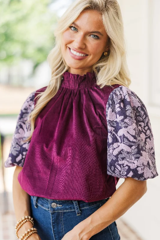 Loose Fit Feeling The Best Wine Red Corduroy Blouse