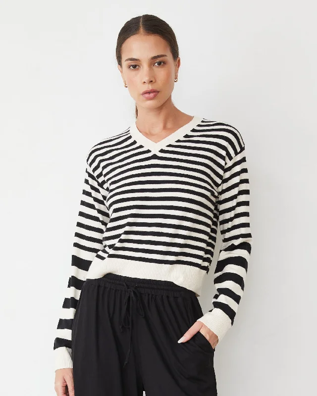 Lazy Home Lightknit Stripe V Neck