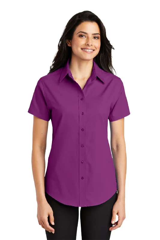 Cool Breeze At Night Port Authority Womens Easy Care Wrinkle Resistant Short Sleeve Button Down Shirt - Deep Berry Purple - Closeout Cool Breeze At Night Port Authority Womens Easy Care Wrinkle Resistant Short Sleeve Button Down Shirt - Deep Berry Purple - Closeout