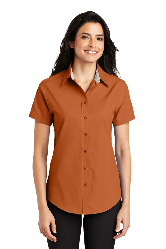 Designer Style Port Authority Womens Easy Care Wrinkle Resistant Short Sleeve Button Down Shirt - Texas Orange - Closeout Designer Style Port Authority Womens Easy Care Wrinkle Resistant Short Sleeve Button Down Shirt - Texas Orange - Closeout
