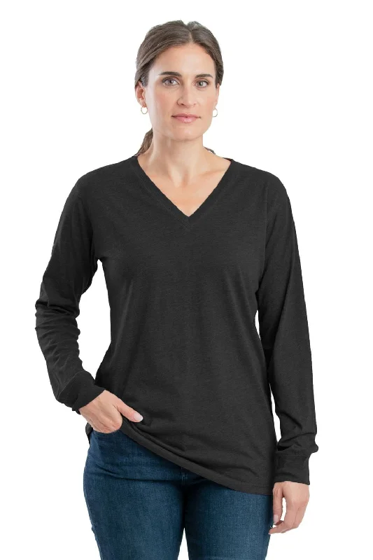 Luxury Fashion Berne Black Cotton Blend Womens Performance V-Neck Tee L/S