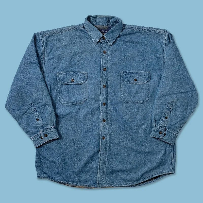 Fashionable In The Times Vintage Padded Denim Shirt Jacket XXL
