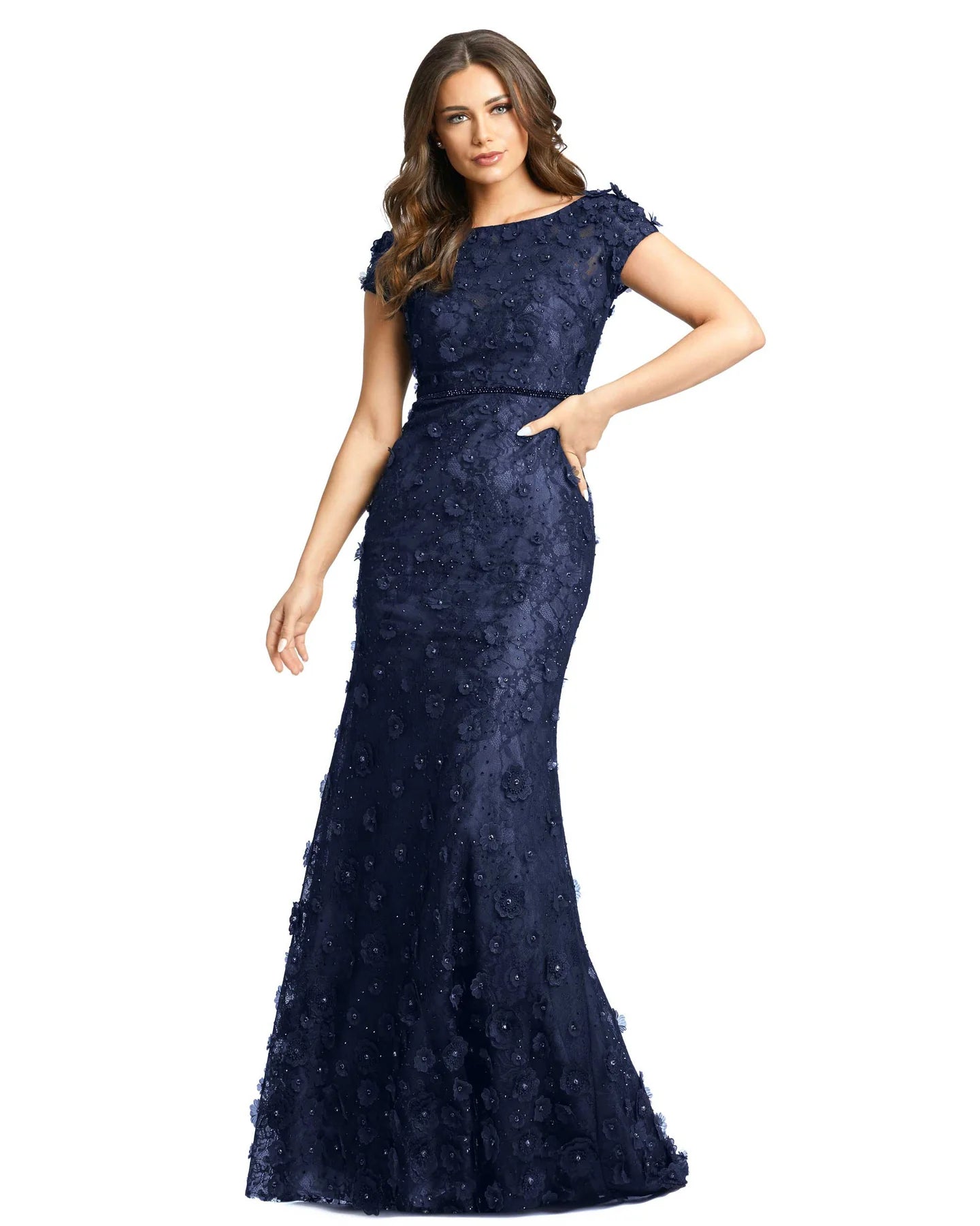 Fashion Elements Mac Duggal - 67711 Bateau Floral Sheath Dress
