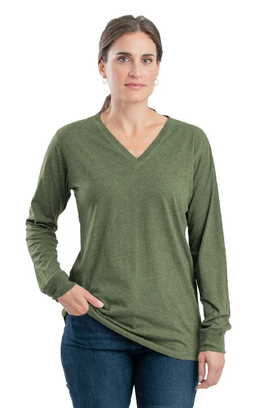 Exquisite Tailoring Berne Lichen Cotton Blend Womens Performance V-Neck Tee L/S