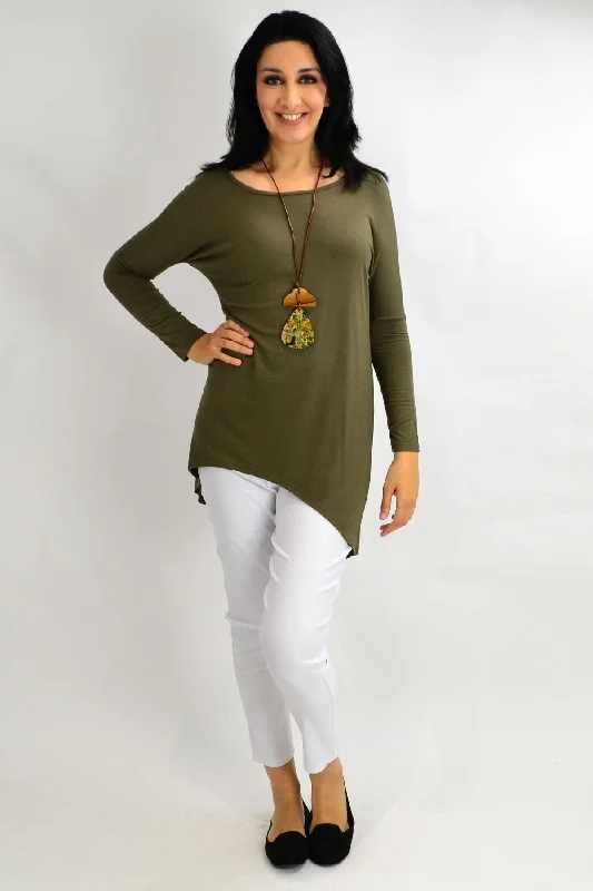 Romantic Temperament Khaki Green Deliah Tunic Top