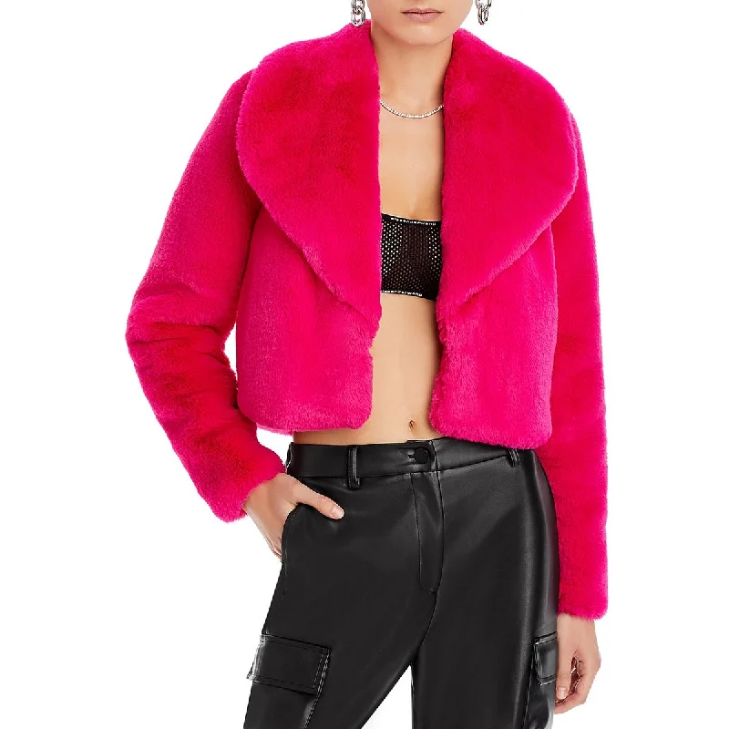 Classic Style L'Agence Womens Solid  Faux Fur Coat