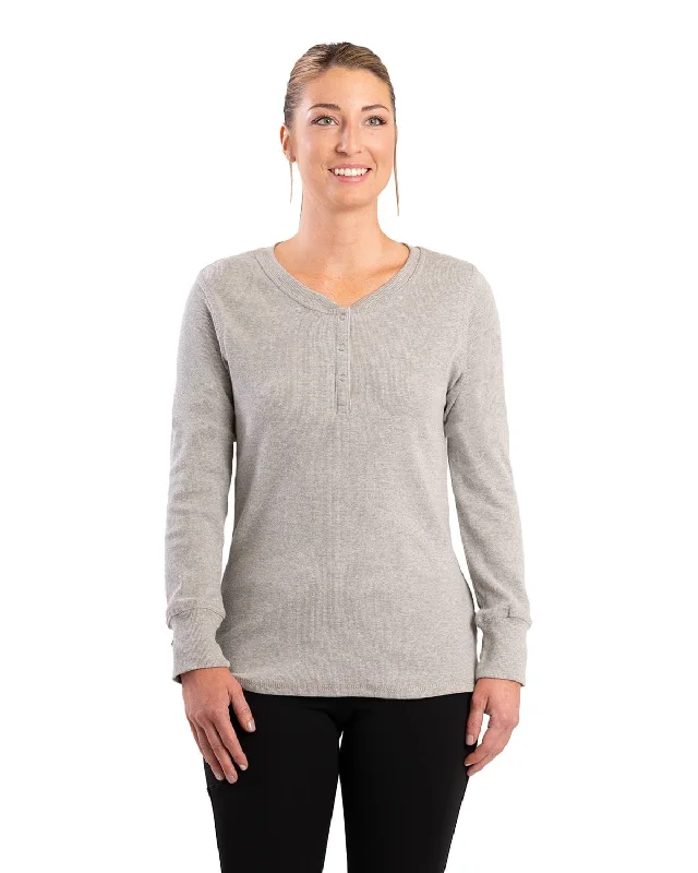 Classic Style Berne Mens Heavyweight Rib-Knit Grey Cotton Blend L/S Henley