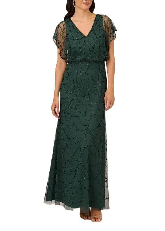 Elegant Tailoring Adrianna Papell AP1E210622 P - V-Neck Blouson Bodice Evening Dress Elegant Tailoring Adrianna Papell AP1E210622 P - V-Neck Blouson Bodice Evening Dress