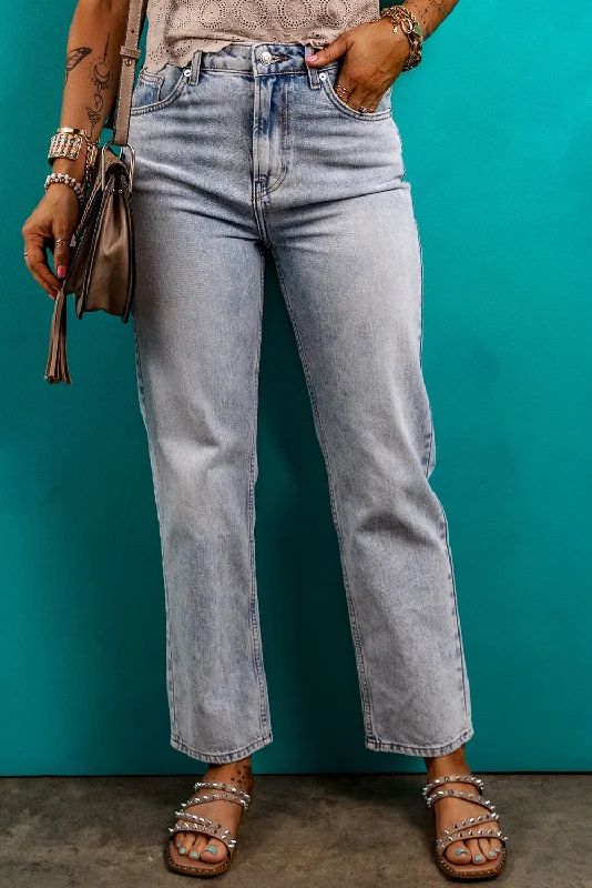 Comfy Chic Wear Pocketed Mid-Rise Waist Jeans