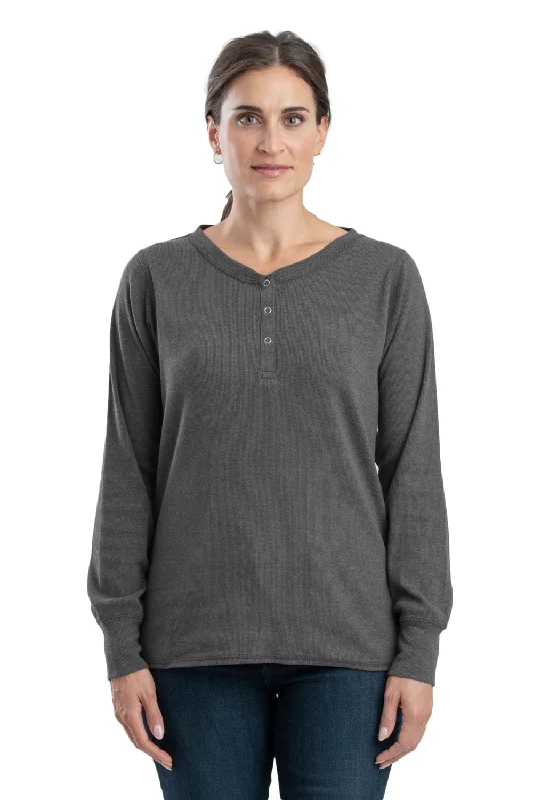 Personalized Wear Berne Graphite Cotton Blend Womens Heavyweight Rib Knit Henley L/S Personalized Wear Berne Graphite Cotton Blend Womens Heavyweight Rib Knit Henley L/S