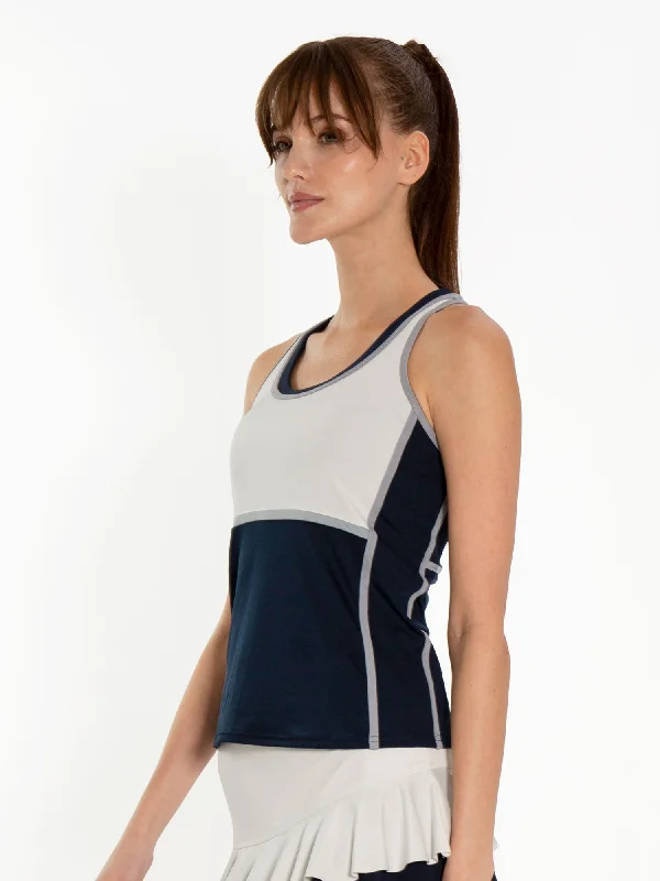 End Of The Year Ashley Racer Tank - Midnight/Vapor Combo