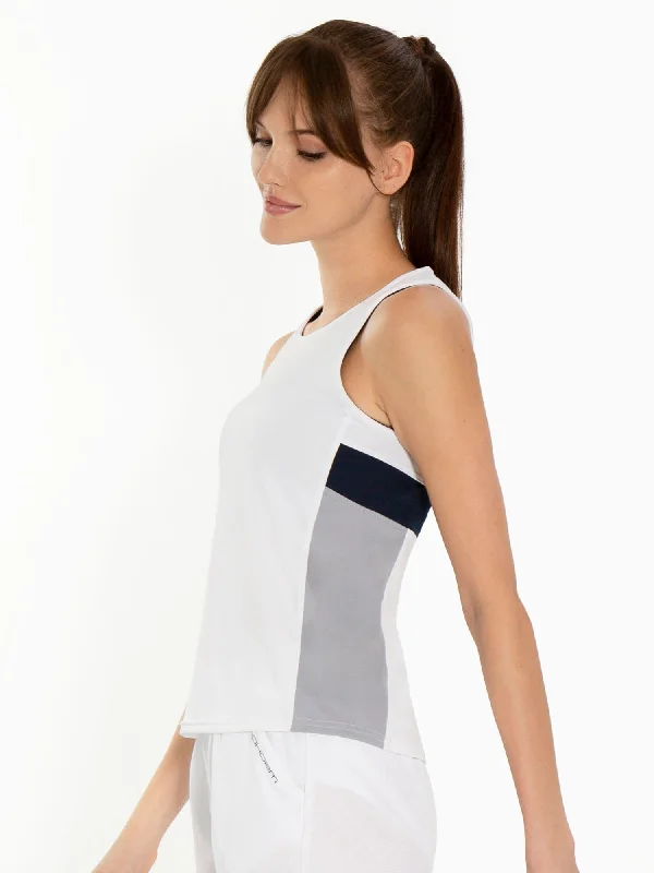 Sweet Girl Blaire Tank - White/Midnight Pearl