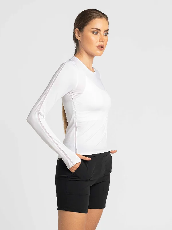 Elegant Wear Classic Long Sleeve Crew Neck - White