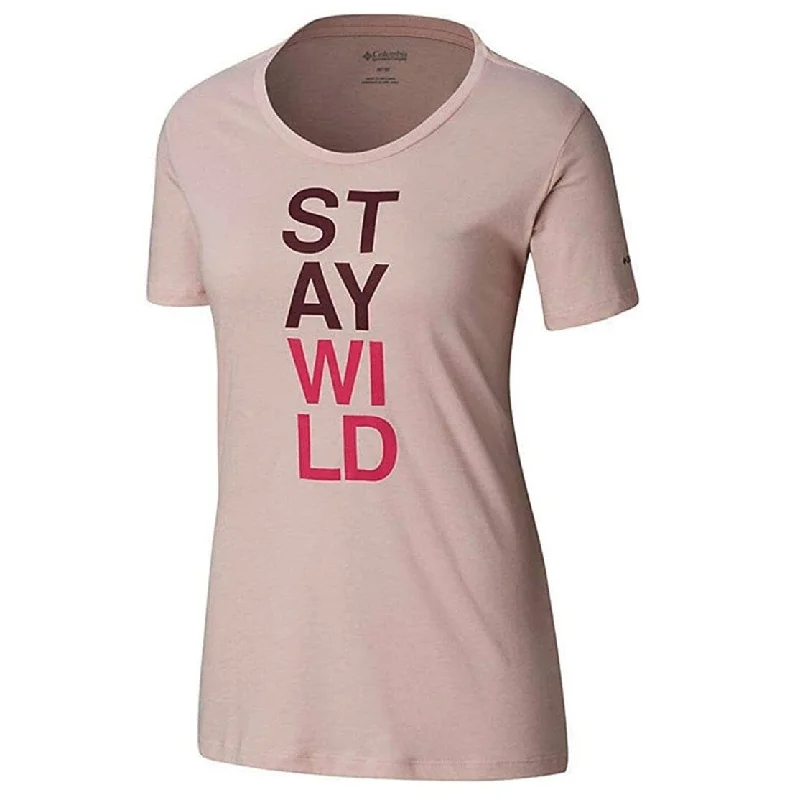 Columbia Women's Word Block T-Shirt Pink Size Small