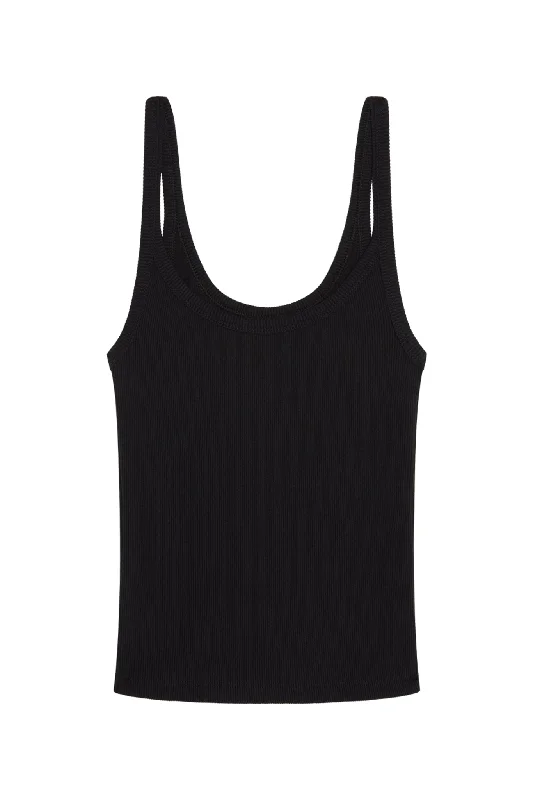 Lace Design Devin Tank - Black Rib