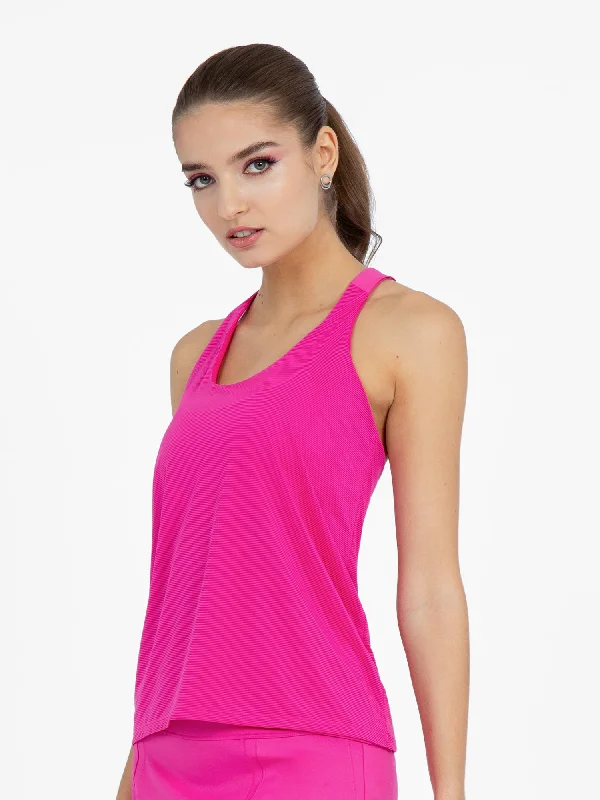 Comfy Dress Double-Layered "T" Racer Back Camila Tank - Raspberry Pink