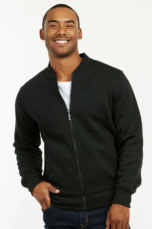 KNOCKER MEN'S FLEECE BOMBER JACKET (FJ2100_BLACK)