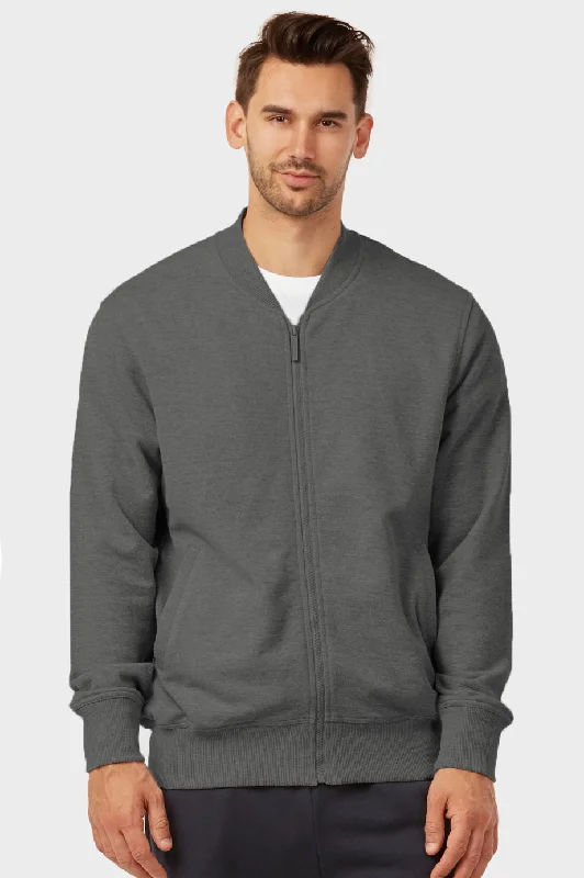 Easy-to-Wear KNOCKER MEN'S TERRY BOMBER JACKET (FJ2150_CH-GR)