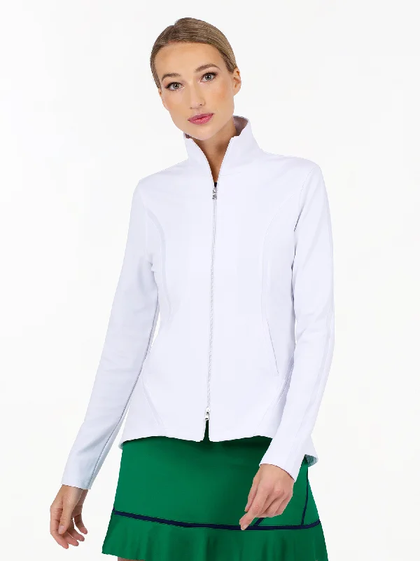 Single-shoulder Neck Design Harlow Knit Jacket - White