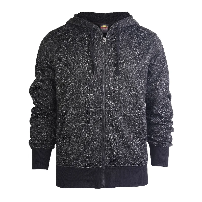Cozy Fit Wear KNOCKER MEN'S SHERPA FLEECE ZIPPER HOODIE (HD5000_BKW)