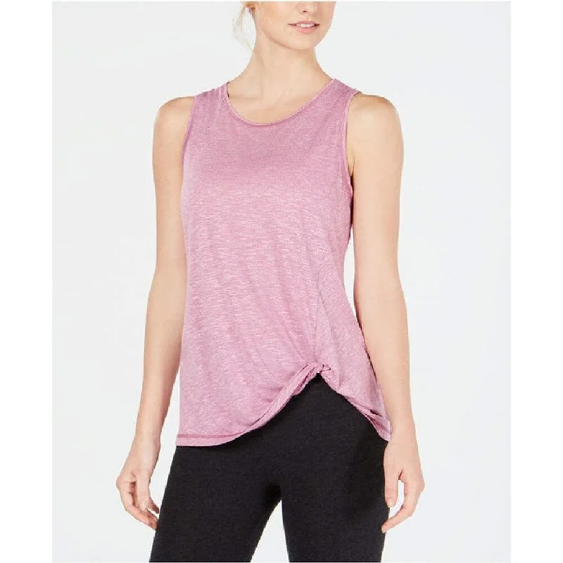 Ideology Women's Ideology Knot-Front Tank Top Shimmer Pink Size Medium - Light Pink