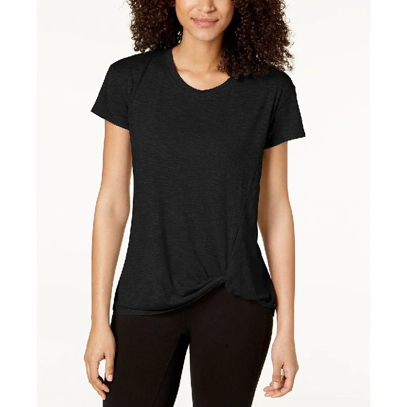 Ideology Women's Knot-Front T-Shirt Black Size Extra Small - X-Small