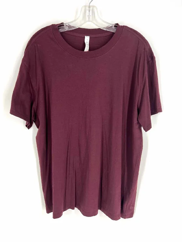 Lululemon Athletica Size 12 Wine Solid AS IS Activewear Top-Short Sleeve