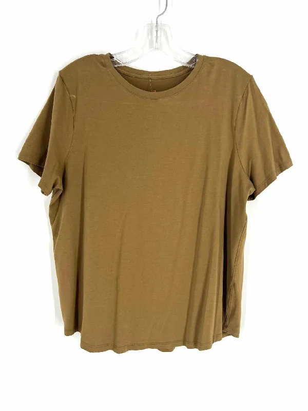 Lululemon Athletica Size L ? Brown Solid AS IS Activewear Top-Short Sleeve