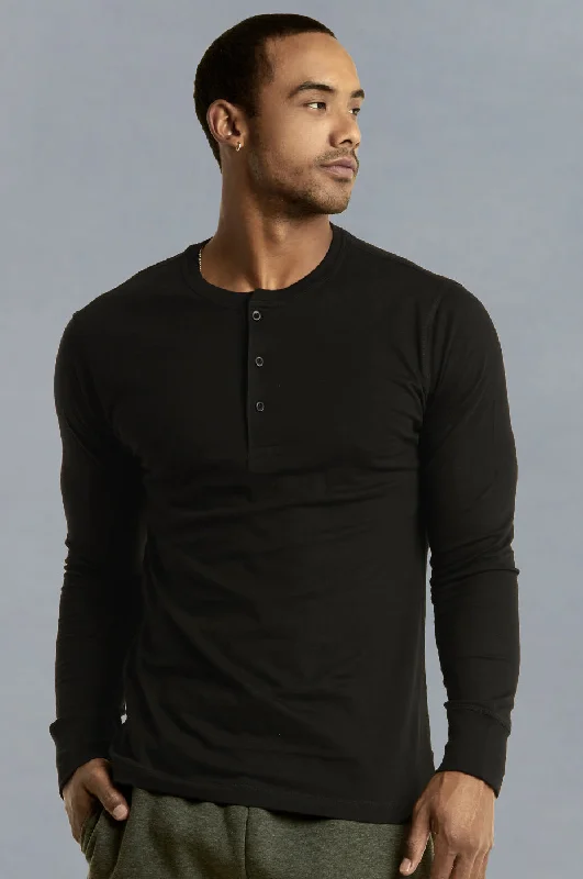 Soft Style KNOCKER MEN'S HENLEY SHIRT (MHS001_BLACK)