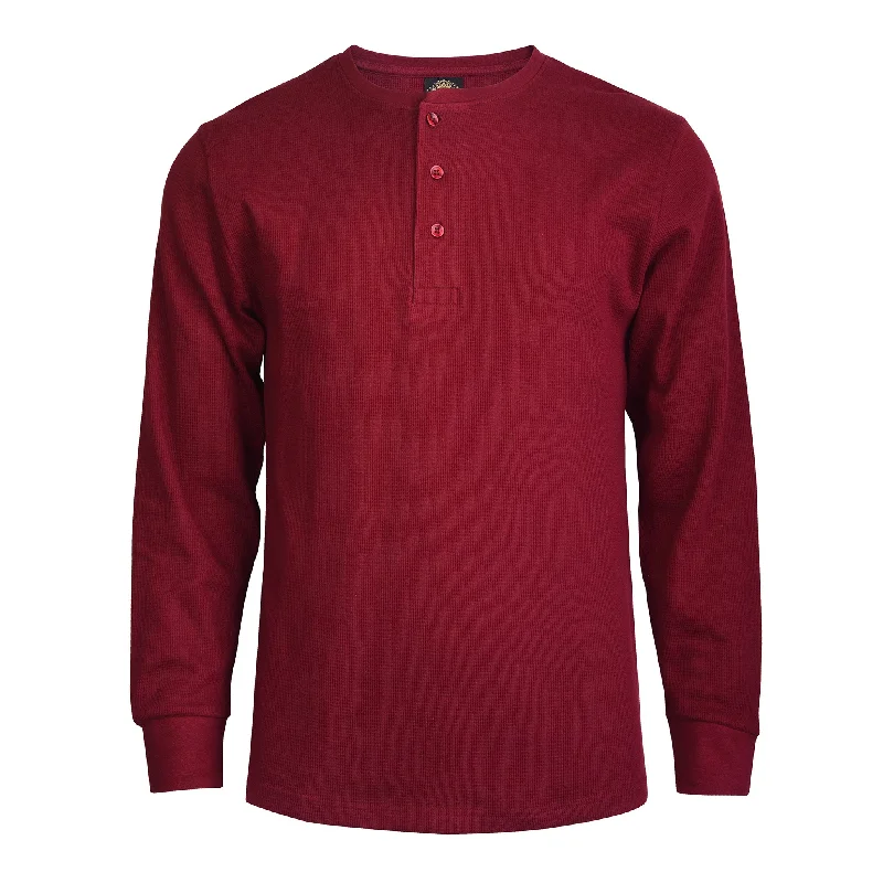 Classic Style KNOCKER MEN'S WAFFLE-KNIT THERMAL HENLEY SHIRT (MHS100_BURG)