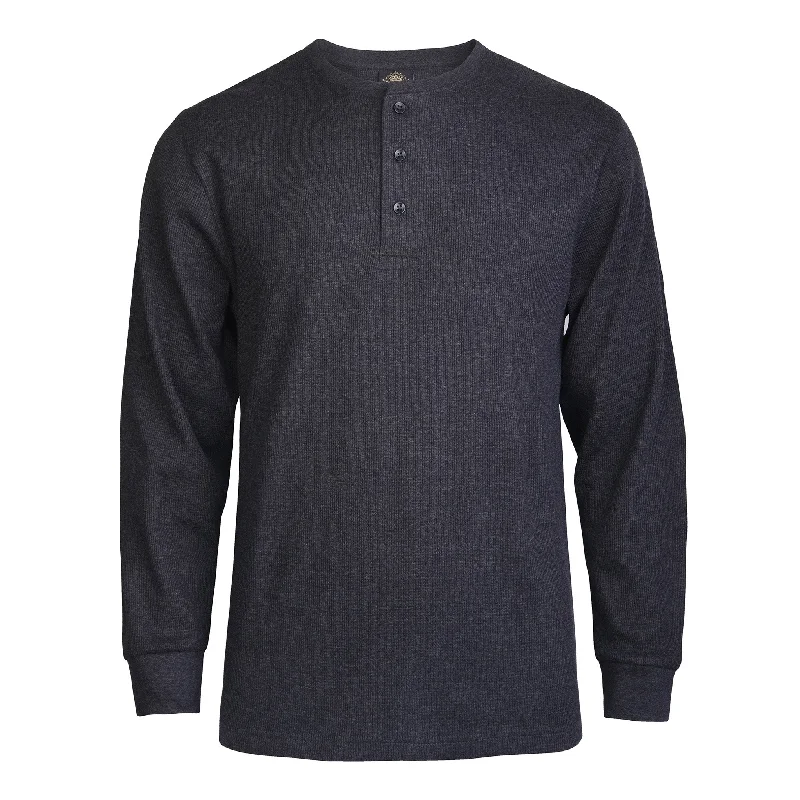 High-quality Fabrics KNOCKER MEN'S WAFFLE-KNIT THERMAL HENLEY SHIRT (MHS100_CH/GR)