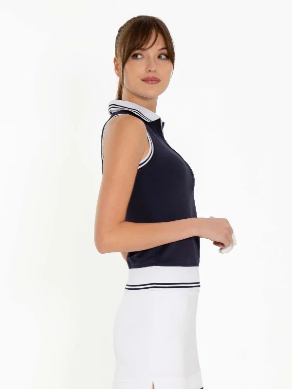 Cozy Outfit Phoebe Sleeveless Polo	- Midnight/White